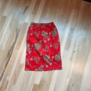 Chic Red Printed Pencil Skirt